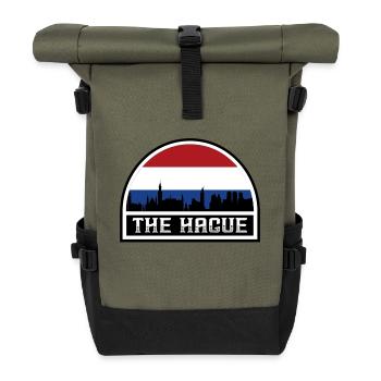 Den Haag Niederlande Skyline Landmark Dutch Flag - Rolltop Rucksack - Olive/Schwarz - Vorne