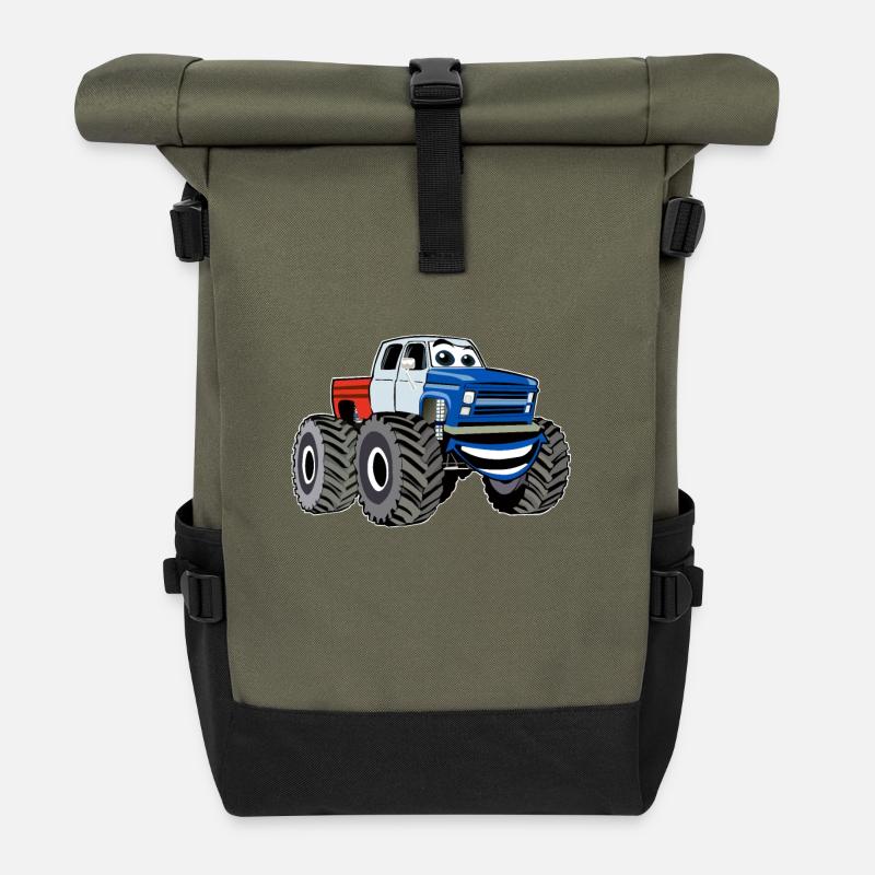 Monster truck - Roll Top Backpack - olive/black