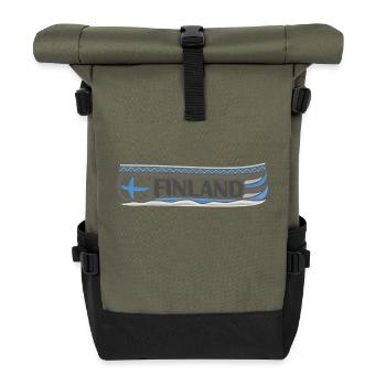 Finland Travel Souvenir Landmark Finnish Flag - Roll Top Backpack - olive/black - Front