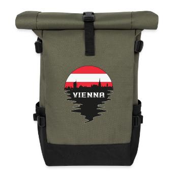Vienna Austria Skyline Silhouette Austrian Flag Tr - Roll Top Backpack - olive/black - Front