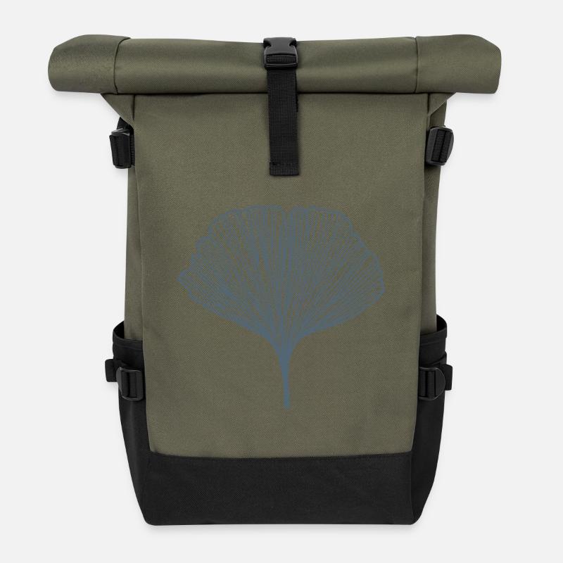 Ginko – Glücksbaum - Rolltop Rucksack - Olive/Schwarz