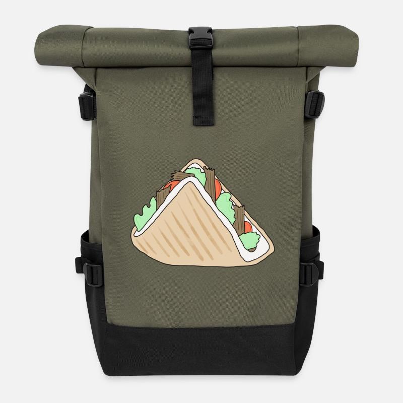 Döner *** blanko - Rolltop Rucksack - Olive/Schwarz