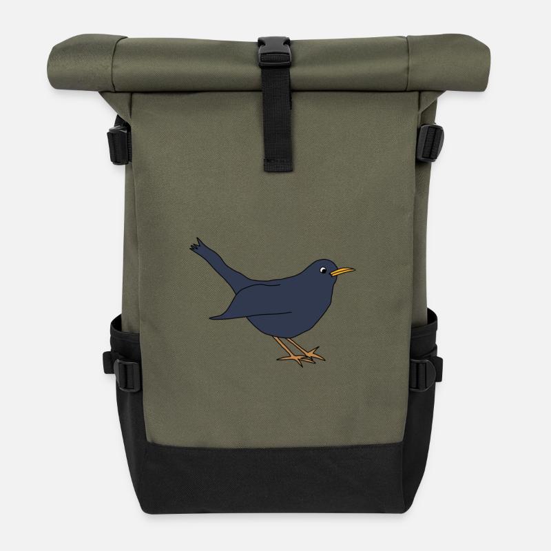 Amsel *** blanko - Rolltop Rucksack - Olive/Schwarz