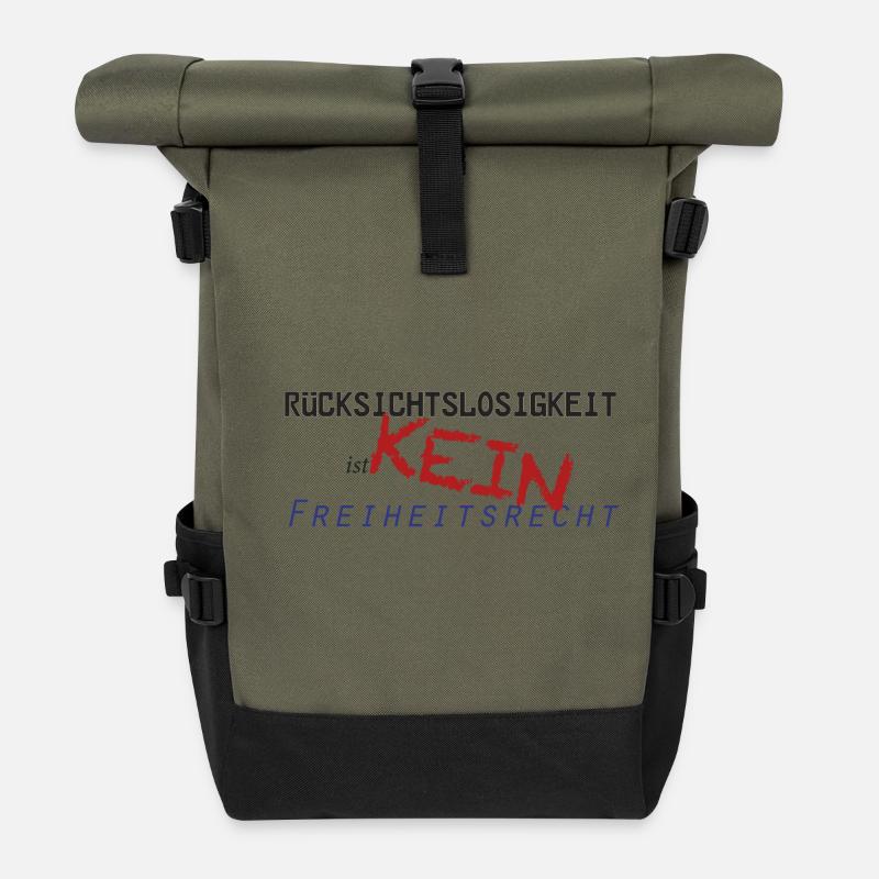 Rücksichtslosigkeit Motiv - Rolltop Rucksack - Olive/Schwarz