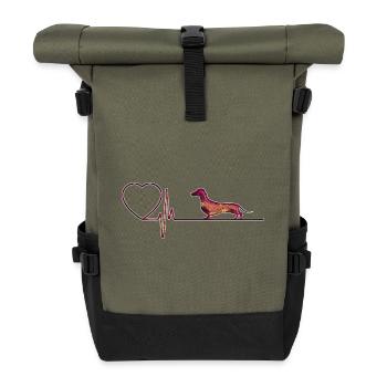 Ich liebe Dackel - Rolltop Rucksack - Olive/Schwarz - Vorne
