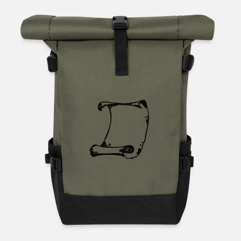Schwarzer Pinselrahmen - Rolltop Rucksack - Olive/Schwarz