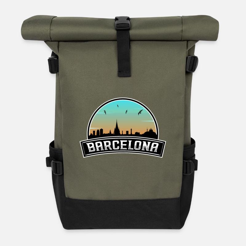 Barcelone Espagne Skyline Souvenir espagnol - Sac à dos roll top - olive/noir