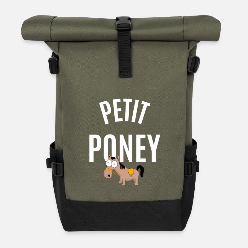 Petit poney - Sac à dos roll top - olive/noir