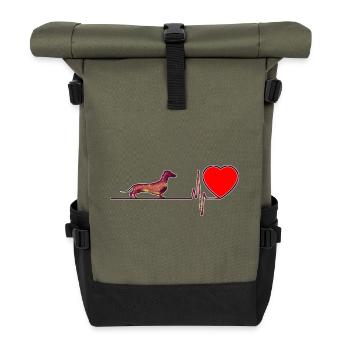 Ich liebe Dackel - Rolltop Rucksack - Olive/Schwarz - Vorne