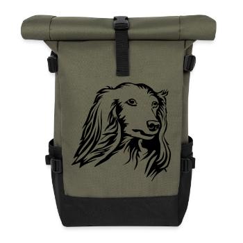 Dachshund head - Roll Top Backpack - olive/black - Front