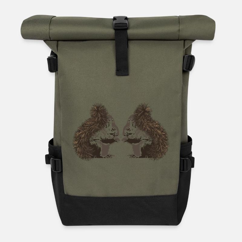 Eichhörnchen, Eichhörnchen - Rolltop Rucksack - Olive/Schwarz