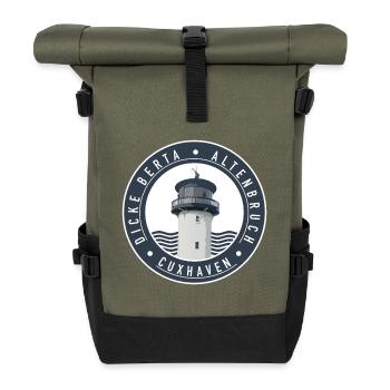 Leuchtturm Dicke Berta - Altenbruch (Cuxhaven) - Rolltop Rucksack - Olive/Schwarz - Vorne