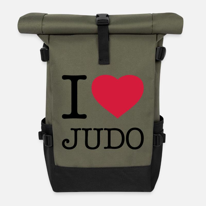 I LOVE JUDO - Rolltop Rucksack - Olive/Schwarz
