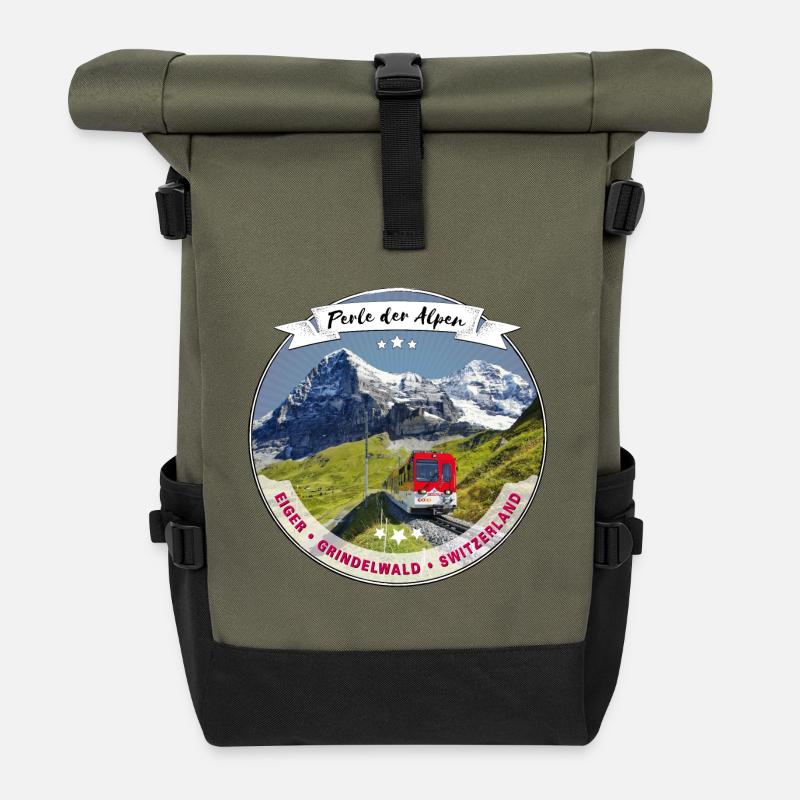 Eiger, Perle der Alpen - Rolltop Rucksack - Olive/Schwarz