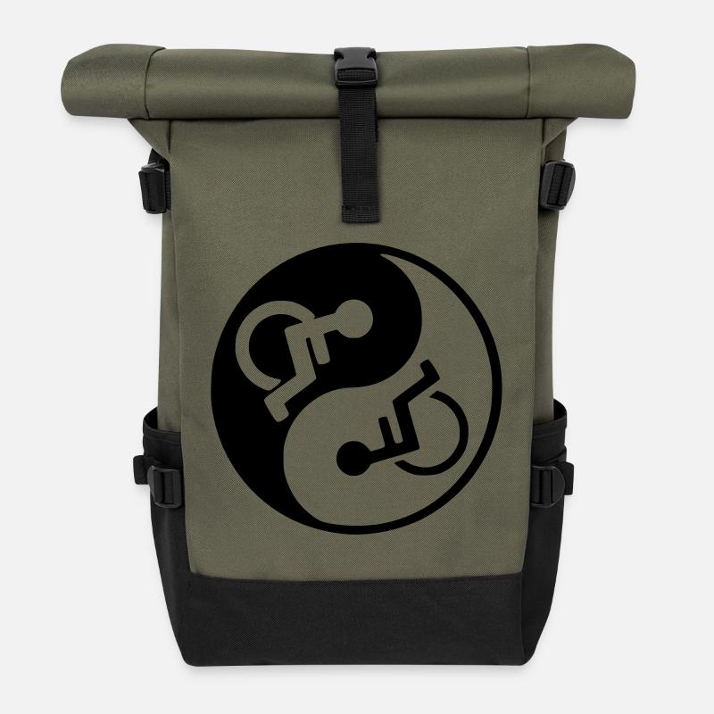 Fauteuil roulant Yin et yang conception de fauteuil roulant * - Sac à dos roll top - olive/noir