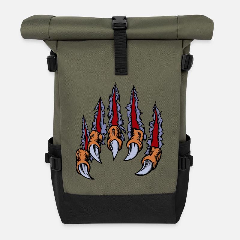 Animaux Griffes - Sac à dos roll top - olive/noir