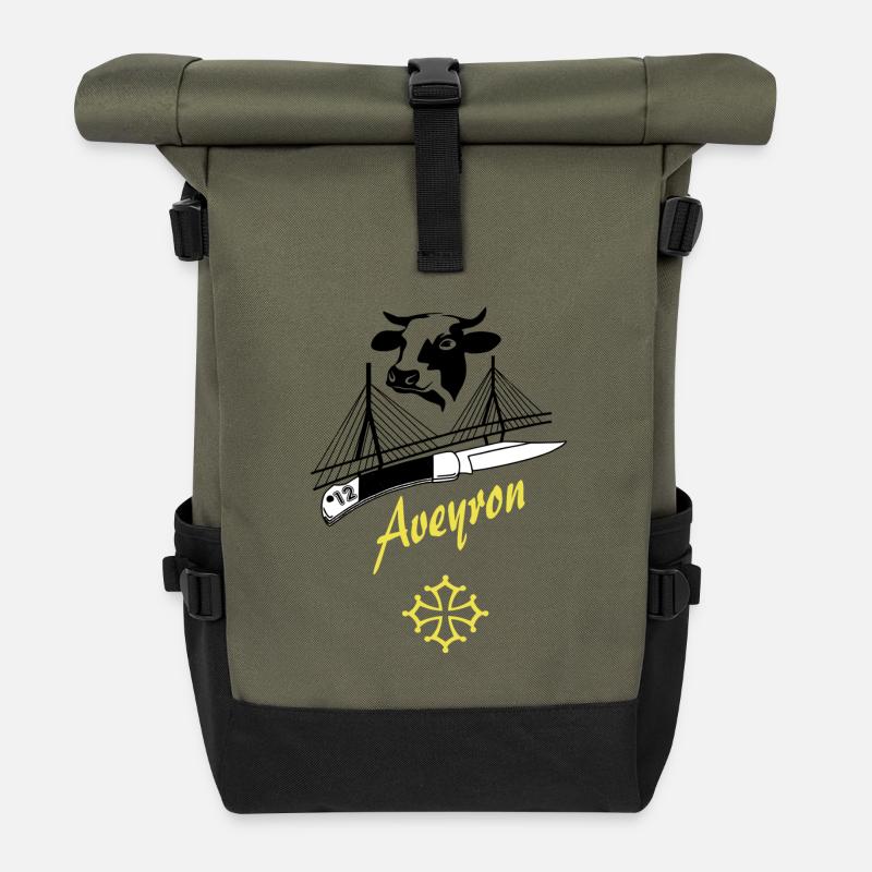 Aveyron - Sac à dos roll top - olive/noir