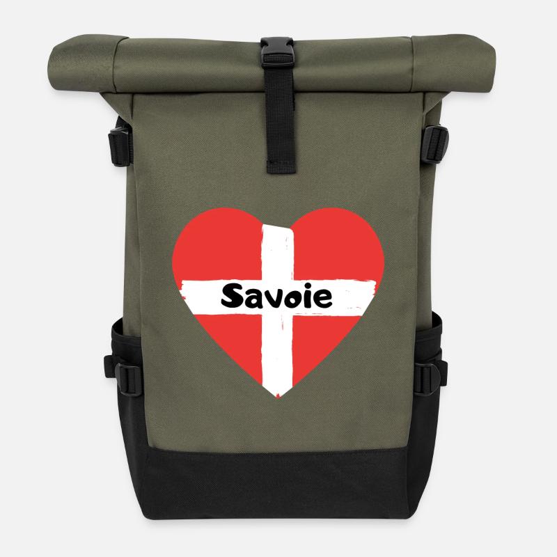 Savoy Flagge Herz - Rolltop Rucksack - Olive/Schwarz