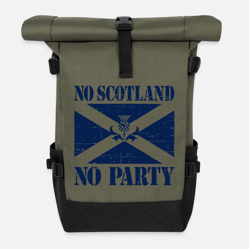 No Scotland No Party Saltire Flag Slogan - Roll Top Backpack - olive/black