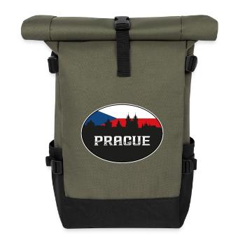 Prag Czechia Skyline Silhouette Tschechische Flagge Trav - Rolltop Rucksack - Olive/Schwarz - Vorne