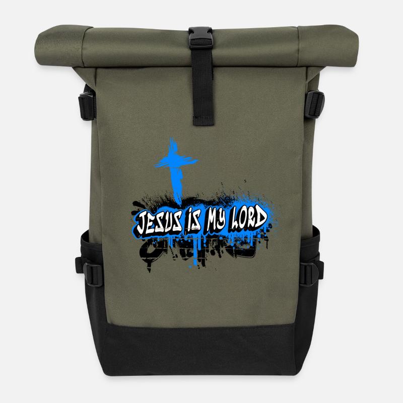Jesus ist mein Lord Design - Rolltop Rucksack - Olive/Schwarz