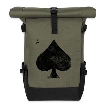 Ace of spades card to play poker casino - Roll Top Backpack - olive/black - Front