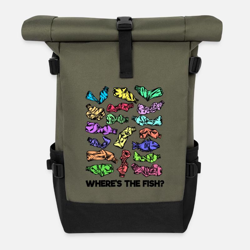 Umweltschäden Statement Umwelt Erde - Rolltop Rucksack - Olive/Schwarz