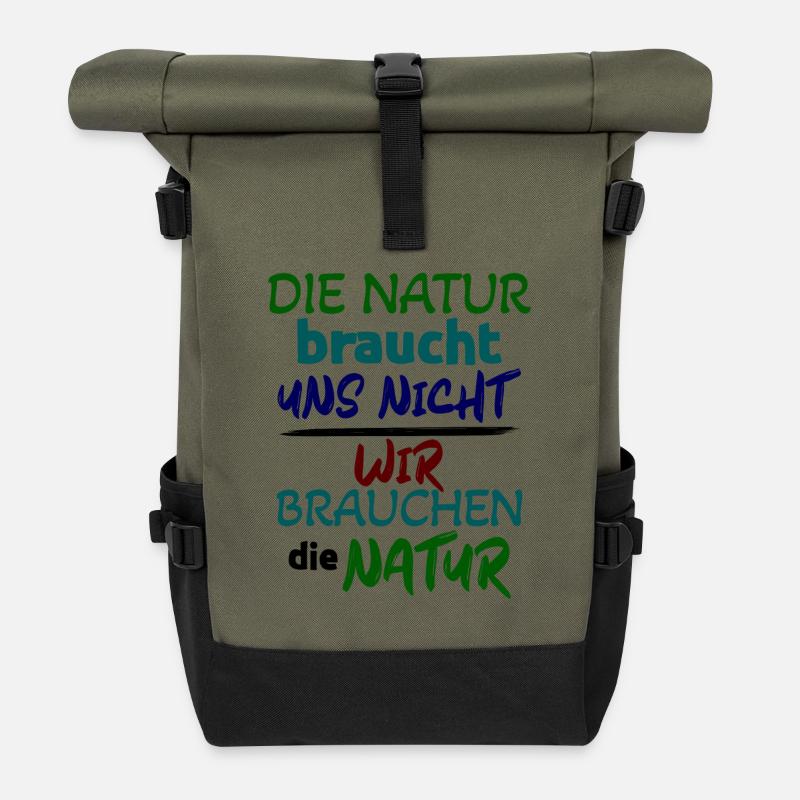 Natur Statement Umwelt Erde - Rolltop Rucksack - Olive/Schwarz