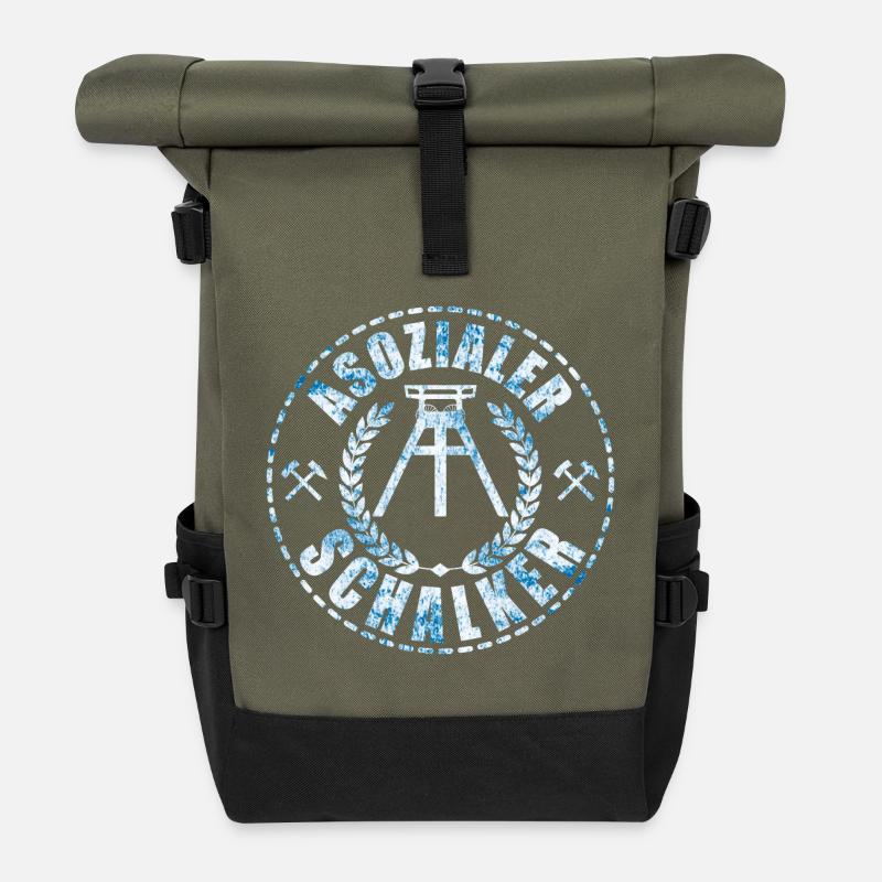 Asozialer Schalker | Gelsenkirchen Schalke - Rolltop Rucksack - Olive/Schwarz
