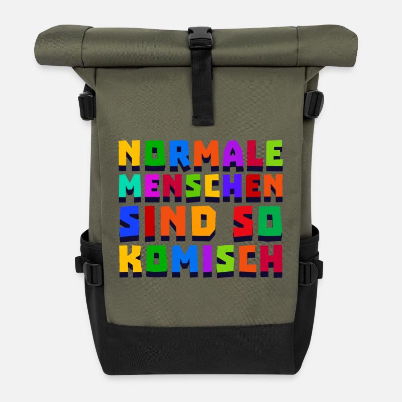 Lustige Sprüche Spruch - Rolltop Rucksack - Olive/Schwarz