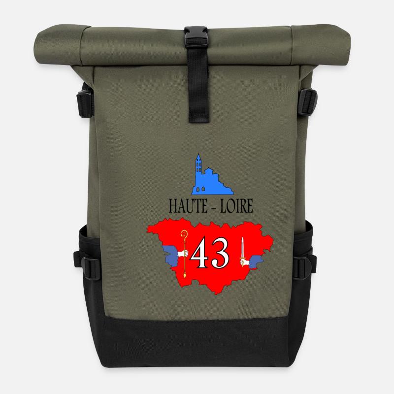 Haute-loire - Sac à dos roll top - olive/noir
