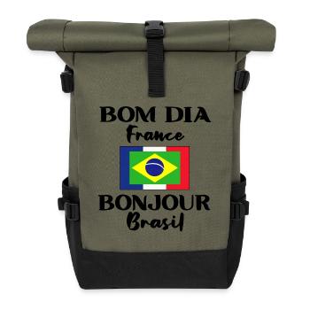 Brésil France Drapeau Brésilien Cadeau - Sac à dos roll top - olive/noir - Devant