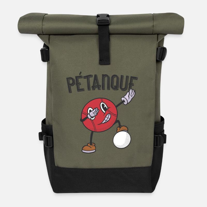 Tenue de pétanque boule pour boule bouler - Sac à dos roll top - olive/noir