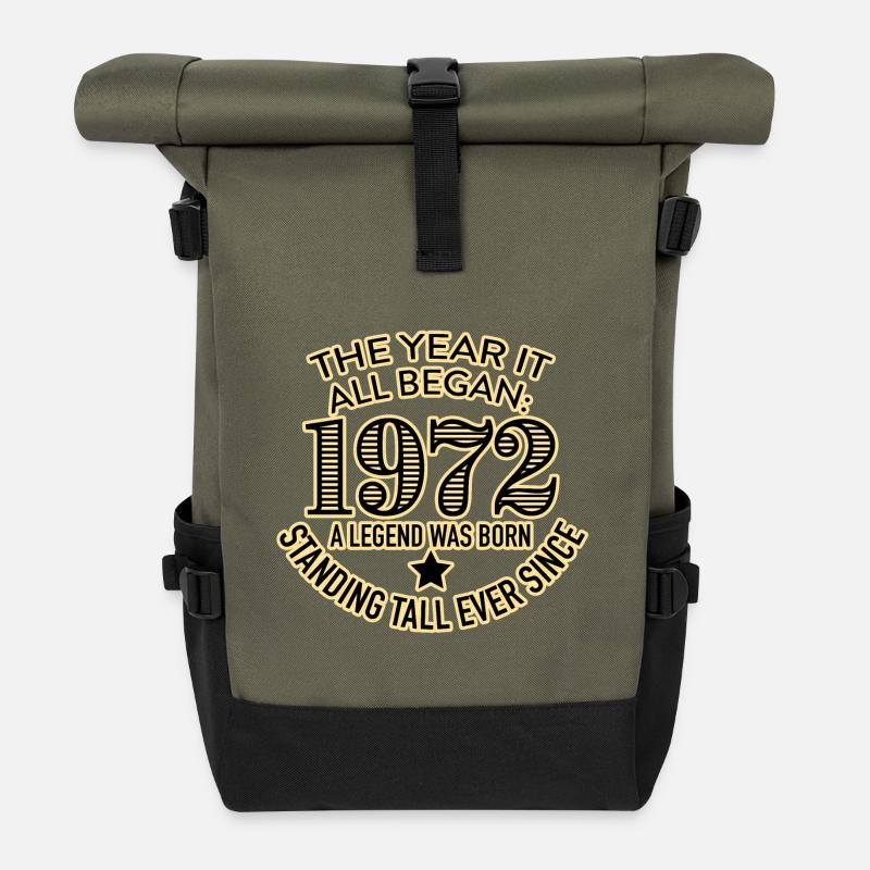 1972 Geburtsjahr - Rolltop Rucksack - Olive/Schwarz