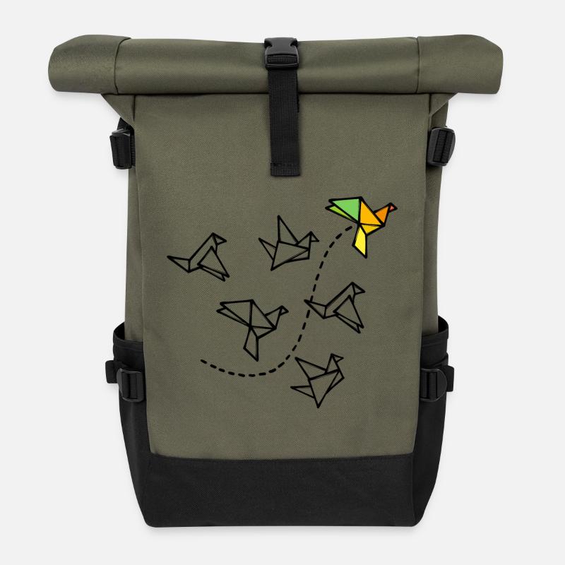 Polygon Kreativ Abstrakte Kunst Geometrie - Rolltop Rucksack - Olive/Schwarz