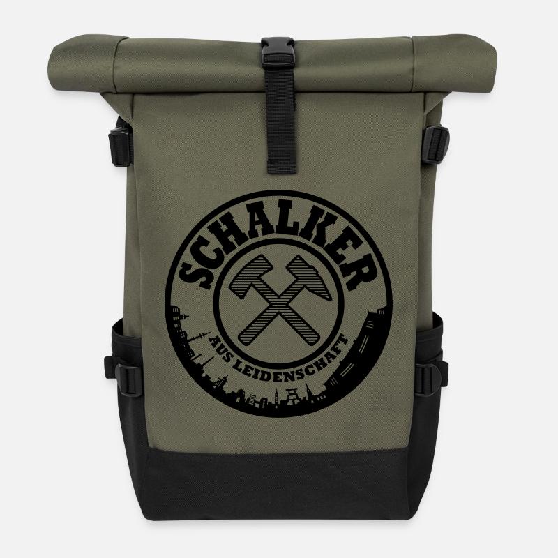 Gelsenkirchen Schalke Leidenschaft Farbe änderbar - Rolltop Rucksack - Olive/Schwarz