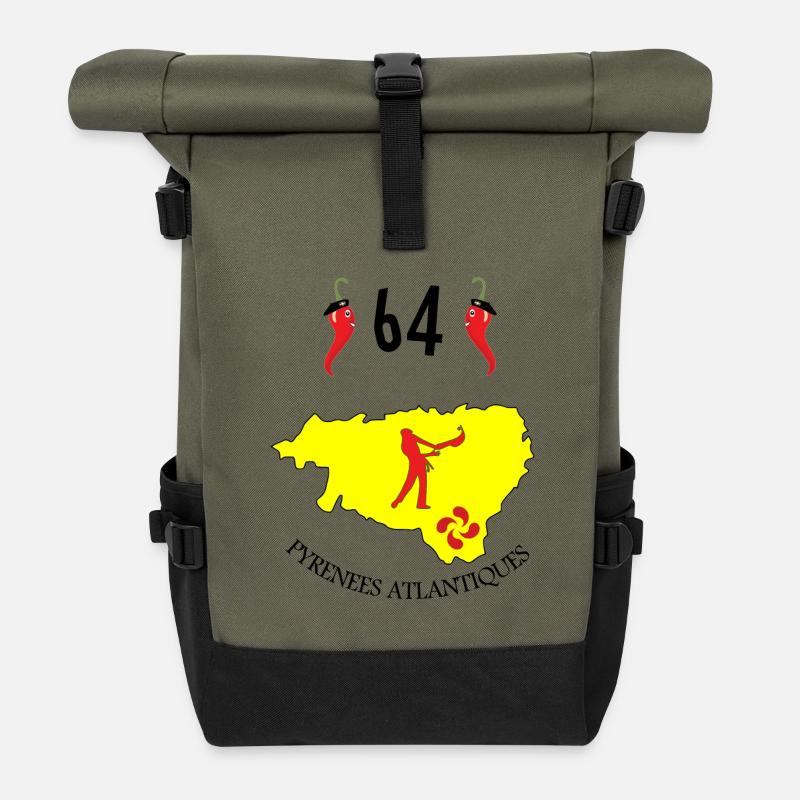 Pyrénées atlantiques - Sac à dos roll top - olive/noir