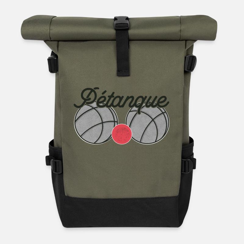 Boule balls for bouler with boules boule petanque - Roll Top Backpack - olive/black