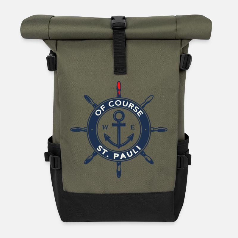 of course St. Pauli - Rolltop Rucksack - Olive/Schwarz
