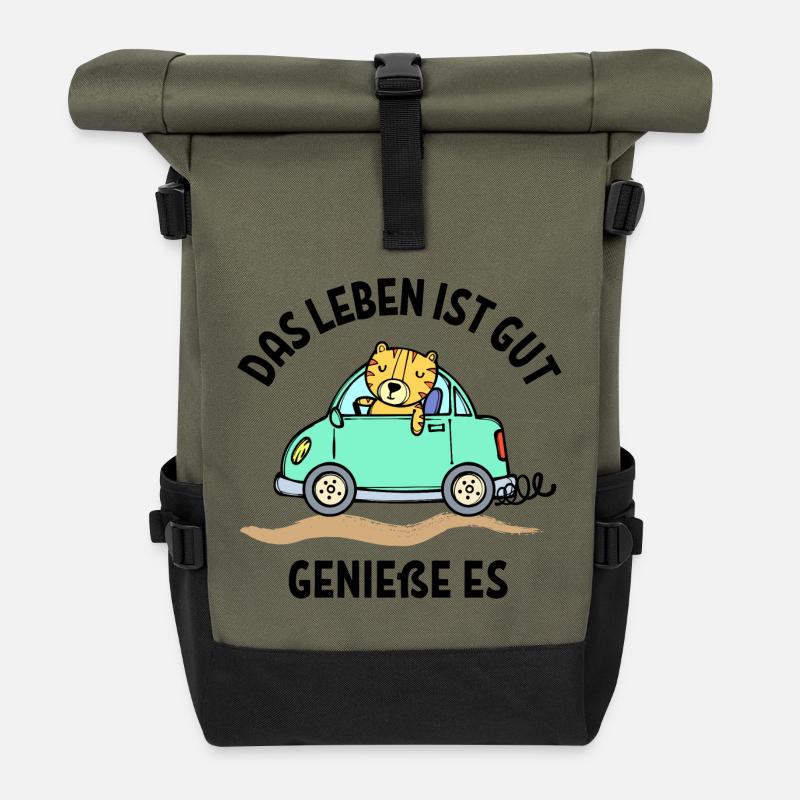 Auto Statement Autofahren Autofahrer Wagen - Rolltop Rucksack - Olive/Schwarz