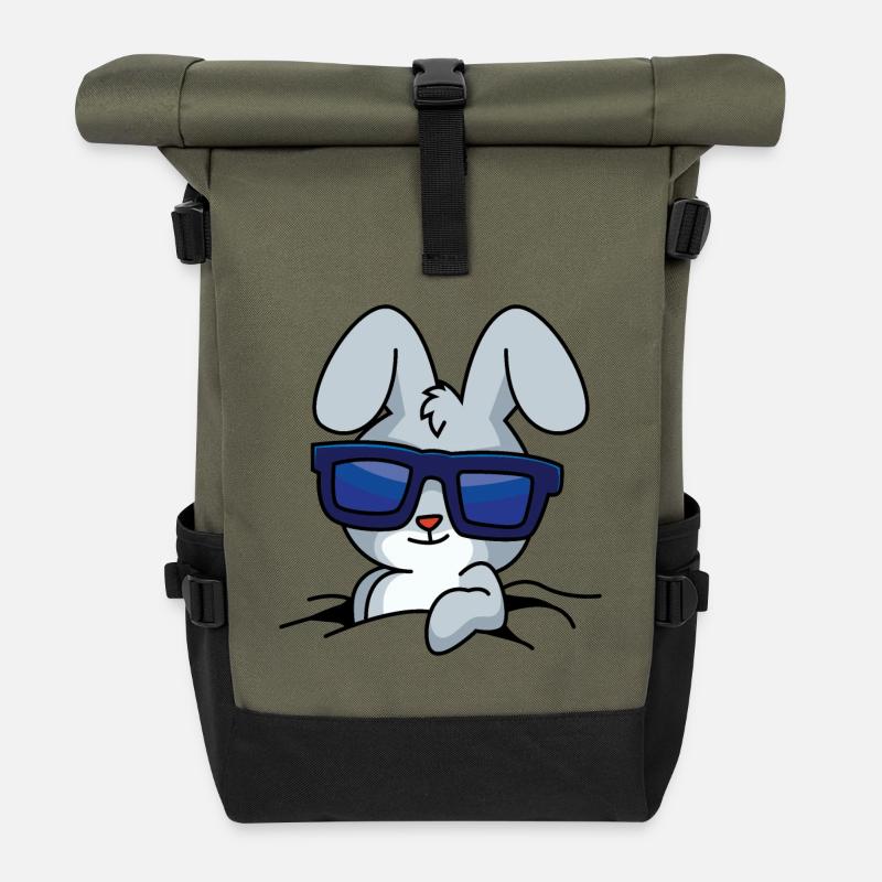 Cooler Hase - Rolltop Rucksack - Olive/Schwarz