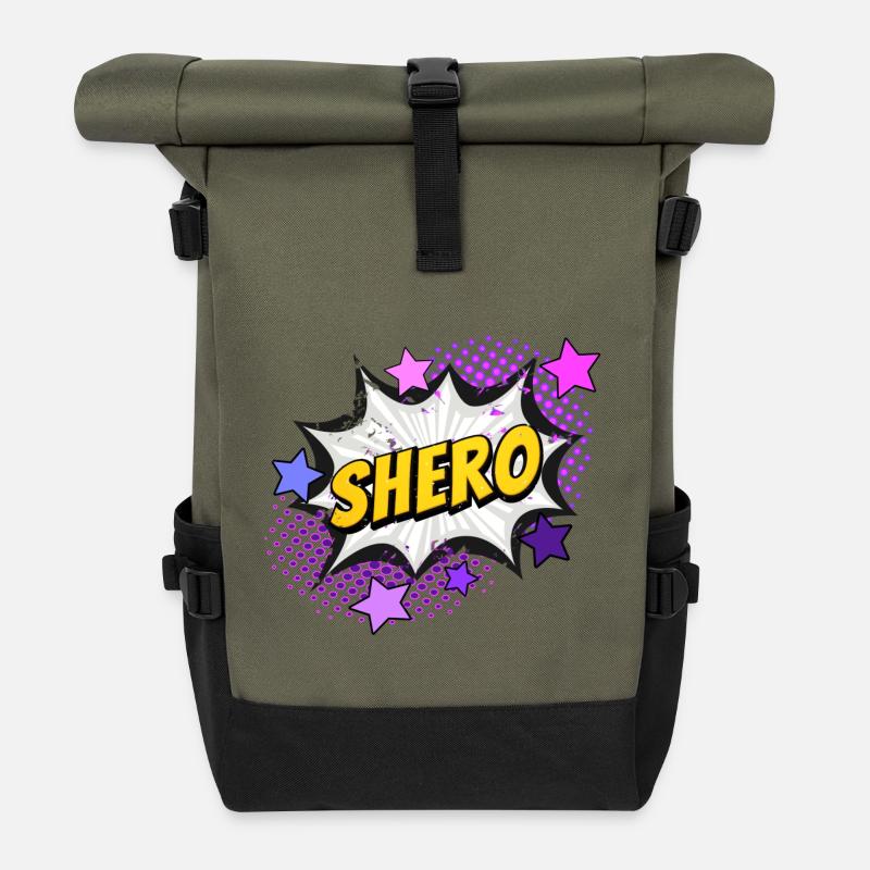 Shero - die Heldin - Rolltop Rucksack - Olive/Schwarz