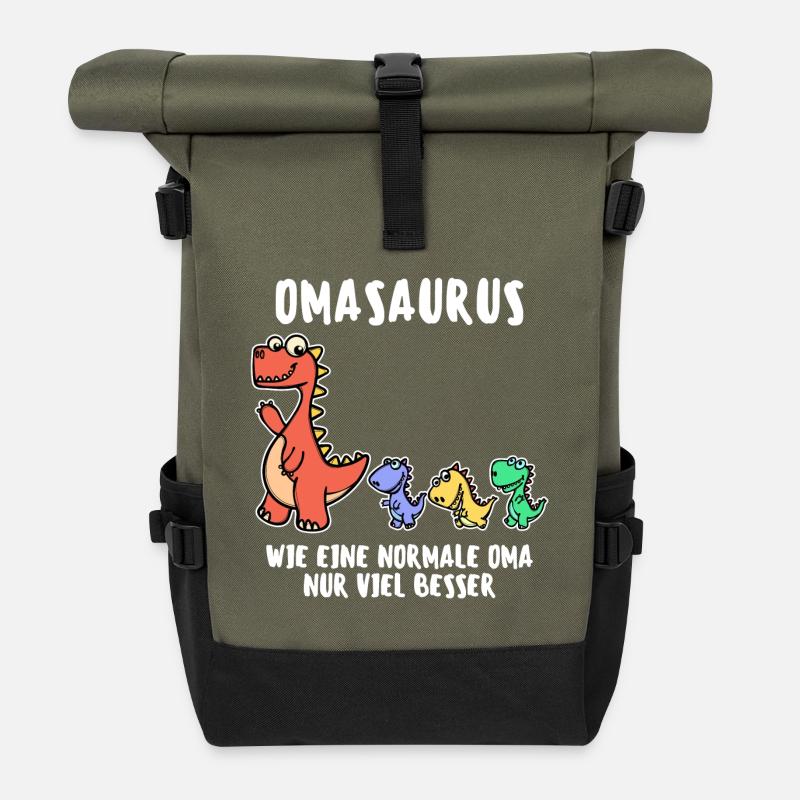 Dinosaurier Statement Oma Großmutter Alte Frau - Rolltop Rucksack - Olive/Schwarz