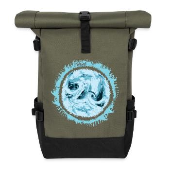 Stormy Water Swirl Design - Roll Top Backpack - olive/black - Front