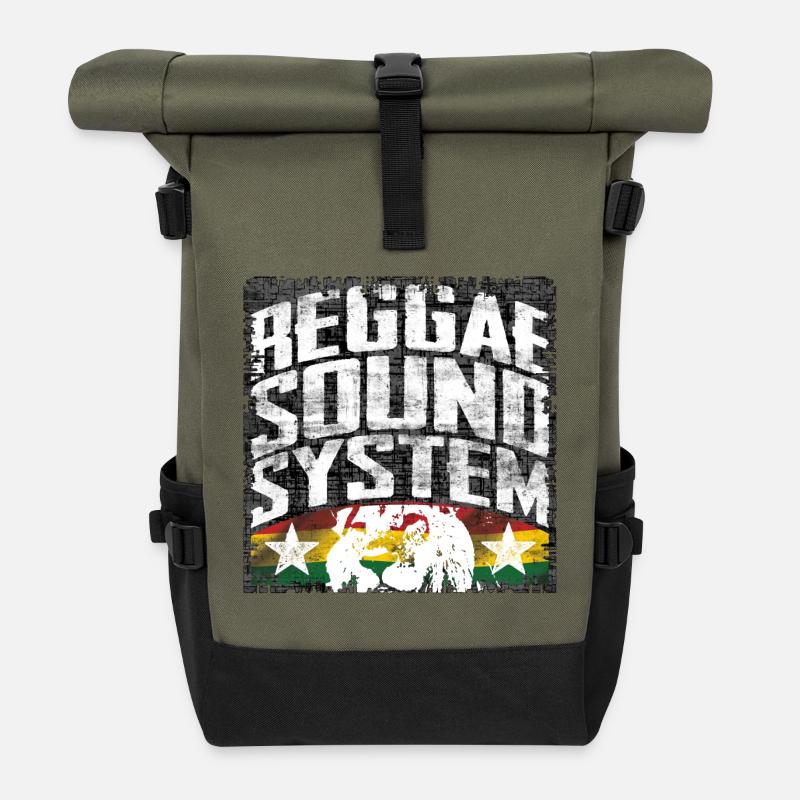 Reggae Sound System - Rolltop Rucksack - Olive/Schwarz