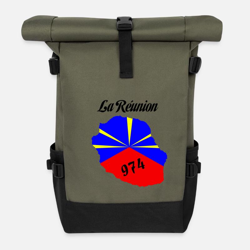 la réunion - Sac à dos roll top - olive/noir