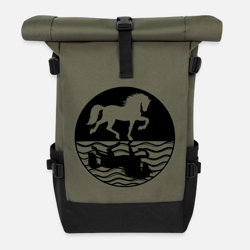 Ross Pferede Isländer Pferdeliebe Islandpferde - Rolltop Rucksack - Olive/Schwarz