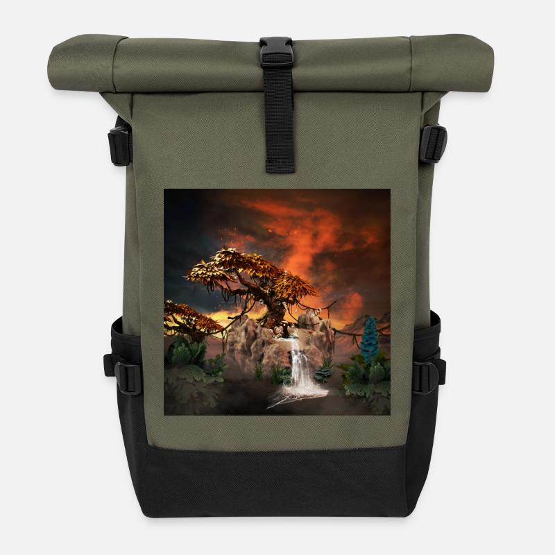 Der alte Baum - Rolltop Rucksack - Olive/Schwarz