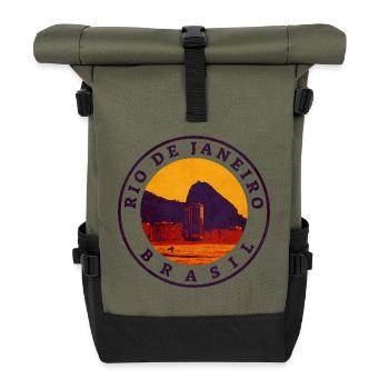 Rio de Janeiro Retro Stempel - Rolltop Rucksack - Olive/Schwarz - Vorne