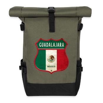 Guadalajara Mexico crest design - Roll Top Backpack - olive/black - Front